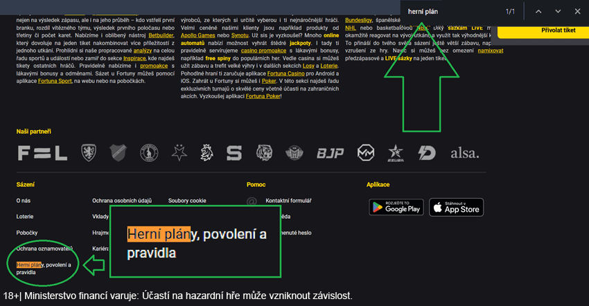 Herní plán u Fortuny