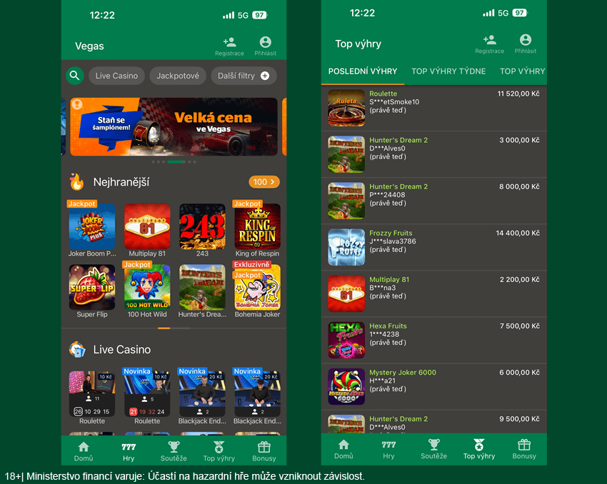 Online casino Chance Vegas v mobilní aplikaci Online casino Chance Vegas v mobilní aplikaci