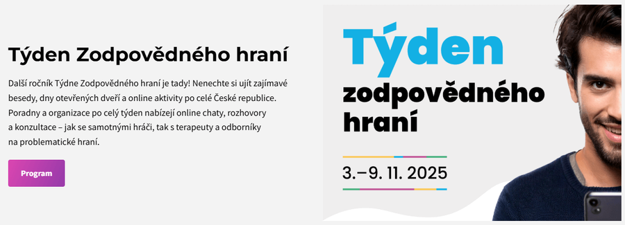 Týden zodpovědného hraní 2025 probíhá od 3. do 9. listopadu 2025