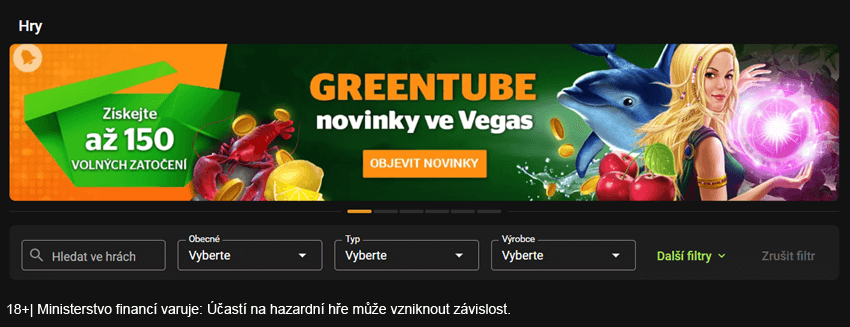 Filtrování automatů v online casinu Chance Vegas je velmi snadné