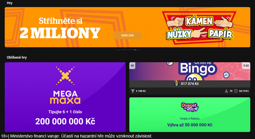 U Chance si můžete také setřít online los nebo si vsadit loterii od Maxy