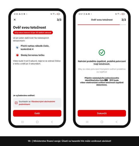 Ověření Aircash účtu přes mobilní aplikaci