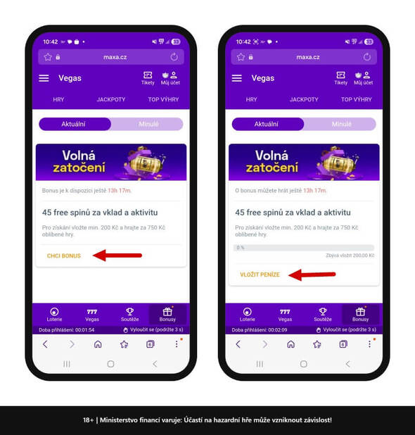 Jak si aktivovat casino bonus za vklad u&nbsp;Maxa