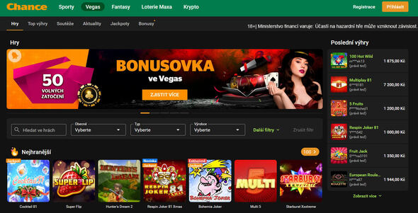 Vstupte do internetového casina Chance Vegas Vstupte do internetového casina Chance Vegas