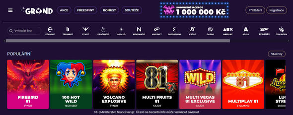 Hlavní stránka casina Grandwin Hlavní stránka casina Grandwin