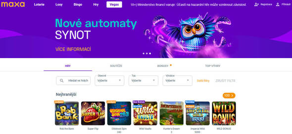 Hlavní stránka casina Maxa.cz