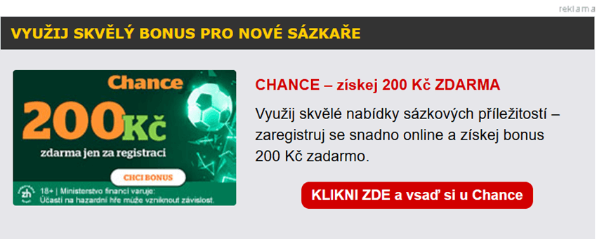 Noví hráči u Chance získají 200 Kč v Goldenech