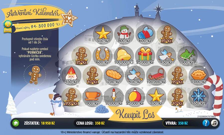 Stírací online los Sazka Adventní kalendář