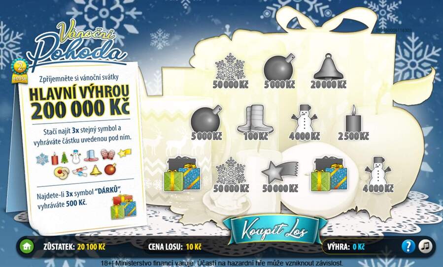 Stírací online los Sazka Vánoční pohoda