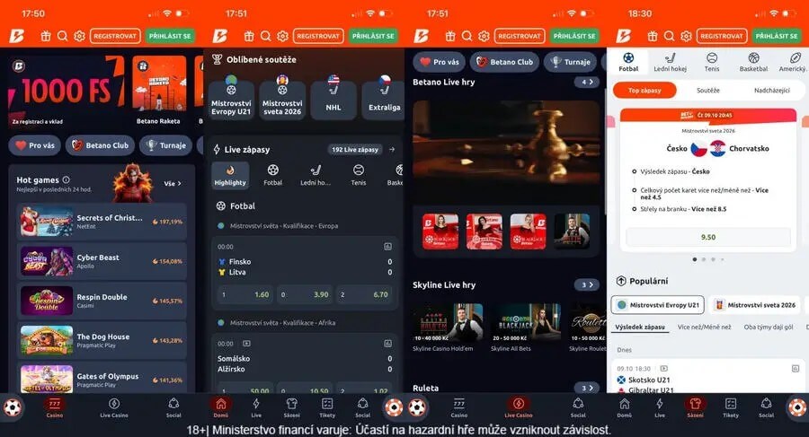 Betano aplikace nabízí vše
