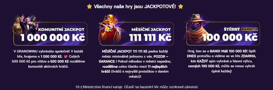 Casino jackpoty v&nbsp;Grandwin – PŘEHLED aktuální nabídky