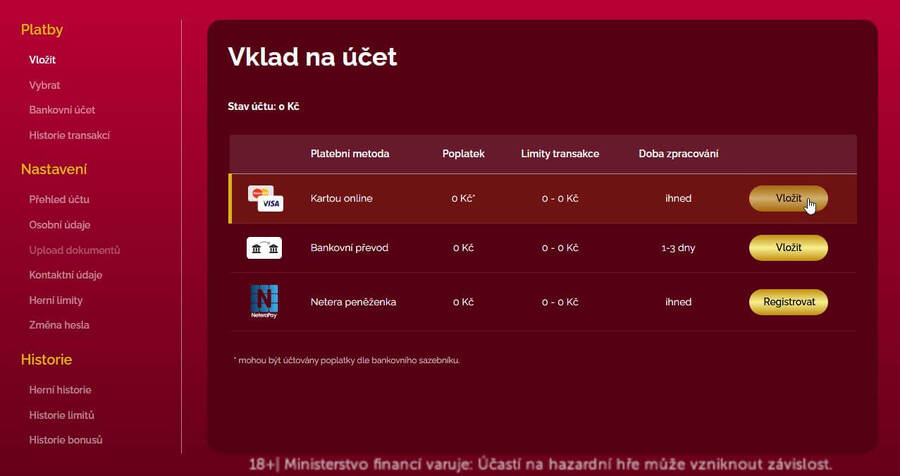 LuckyBet: Jak na vklad na účet