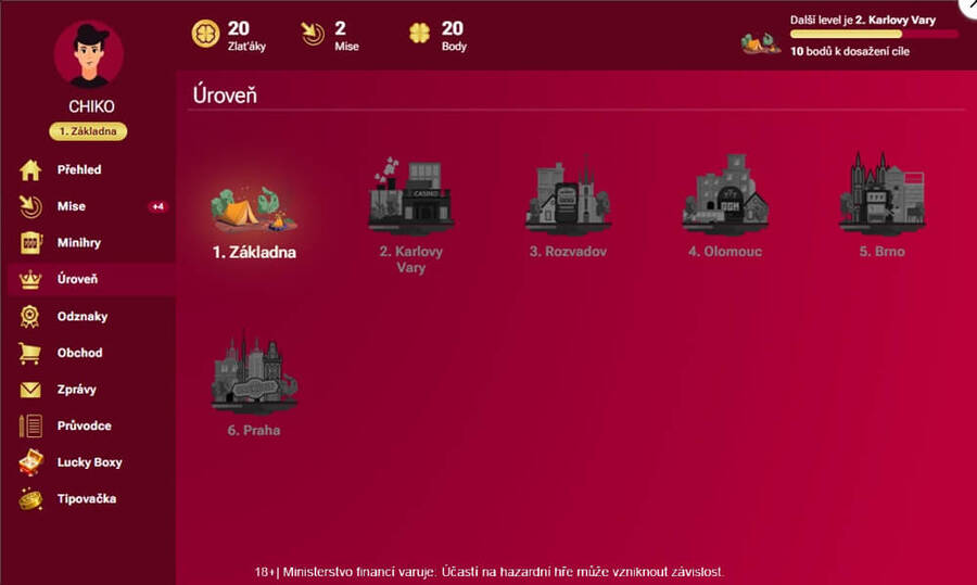 Úrovně, které se zvyšují po splnění speciálních misí