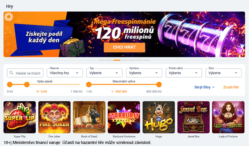 Hry za haléře u&nbsp;Tipsportu vyhledáte pomocí jednoduchého filtru