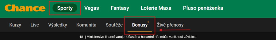 Chance registrační bonus najdete v&nbsp;sekci Bonusy