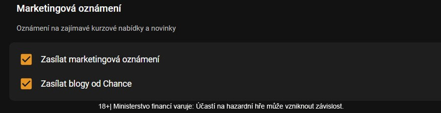 Zapněte si marketingová oznamení u&nbsp;Chance
