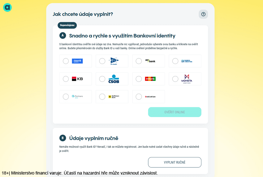 Registrace u&nbsp;Sazka Her pomocí bankovní identity BankID