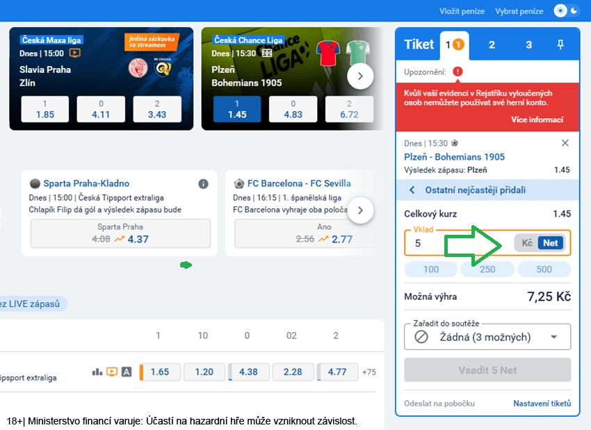 Sázka za Nety u&nbsp;Tipsportu