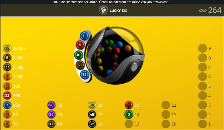 Fortuna Lucky Six losování živě na webu