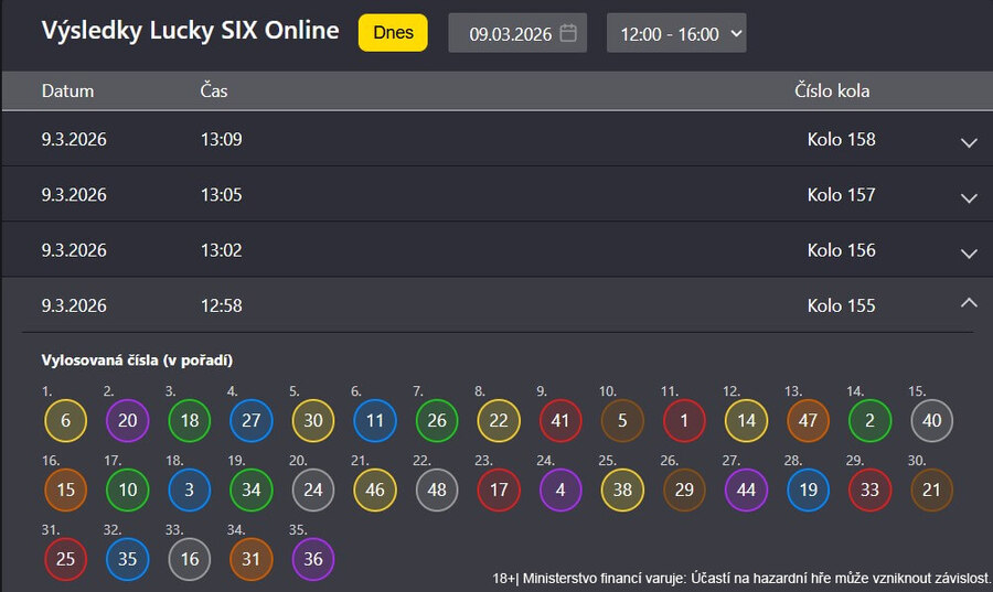 Fortuna Lucky Six výsledky zjistíte na webu