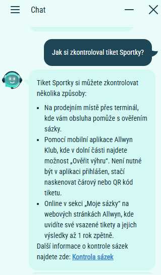 Způsoby pro ověření výsledků Sportka – komunikace