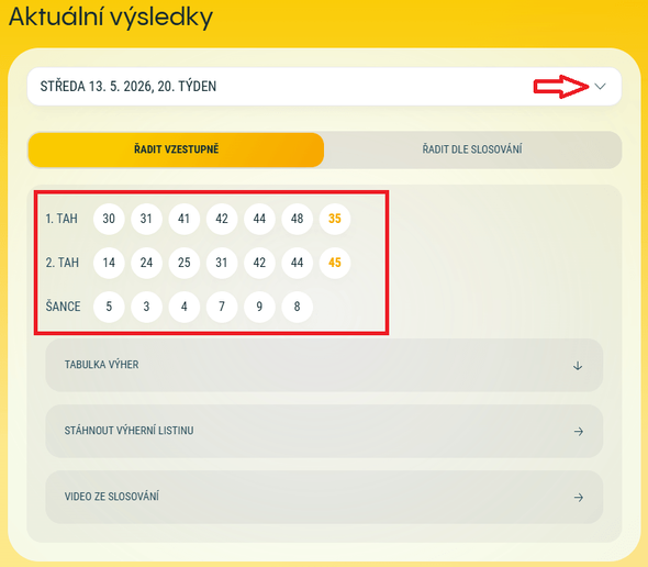 Ověření výsledků Sportka na webu allwyn.cz
