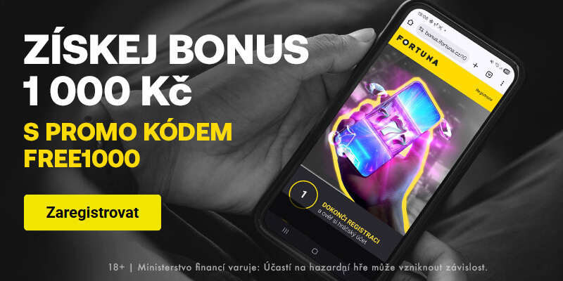 Fortuna promo kód FREE1000 a&nbsp;bonus 1000&nbsp;Kč za registraci