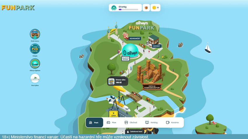 Interaktivní mapa FunParku Allwyn s&nbsp;herními atrakcemi