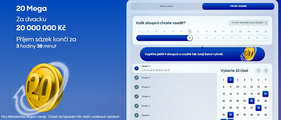 Vsaďte si loterii 20 Mega od Allwyn