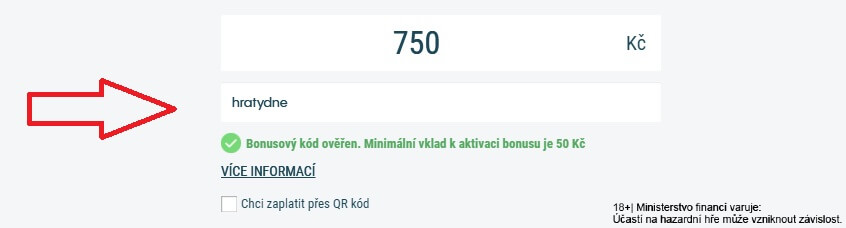 Ověřená platnost promo kódu HRATYDNE