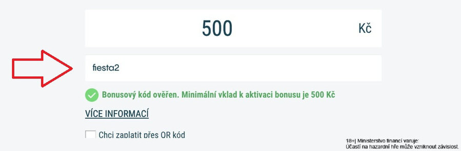 Ověřená platnost promo kódu fiesta2