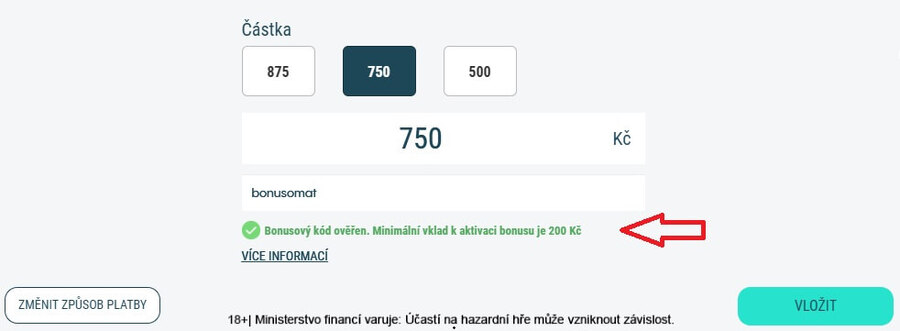 Platný promo kód vám Sazka Hry vždy potvrdí