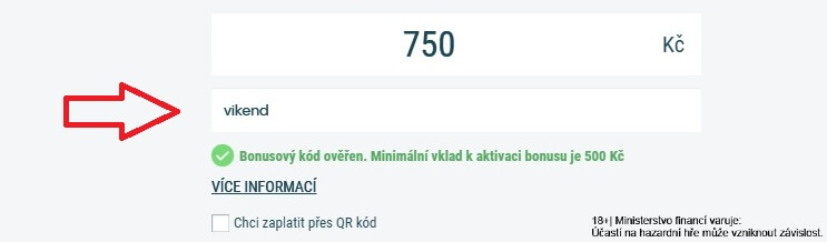 Ověřená platnost promo kódu VIKEND
