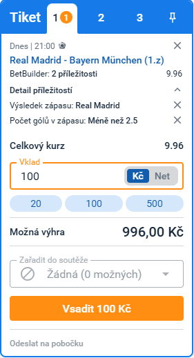 Výpočet kurzu u&nbsp;Bet Builder tiketu