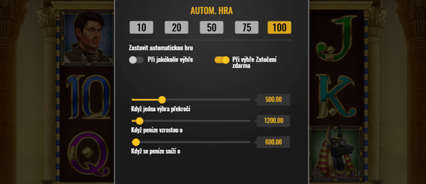 Funkce autostart na hracím automatu v online casinu Fortuna