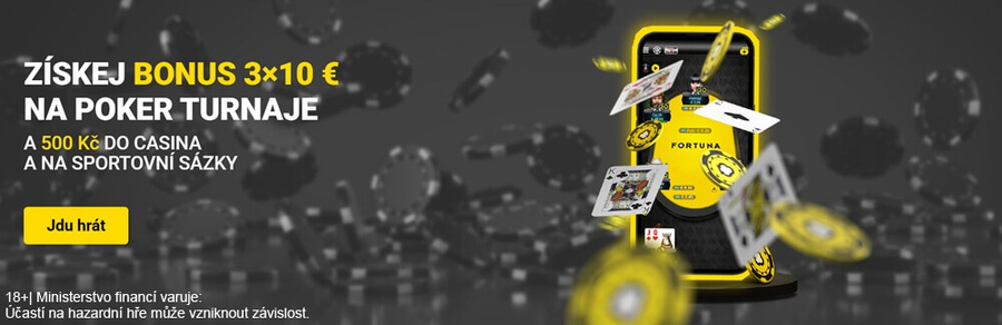 Fortuna poker nabízí novým hráčům tikety na poker turnaje v hodnotě 30€