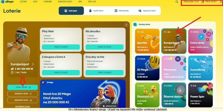 Jak vsadit Eurojackpot - postup