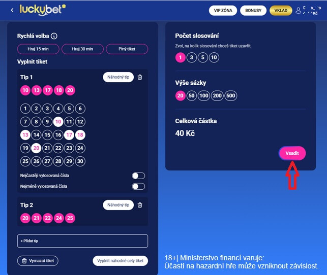 Jak si vsadit Lucky race u&nbsp;LuckyBetu
