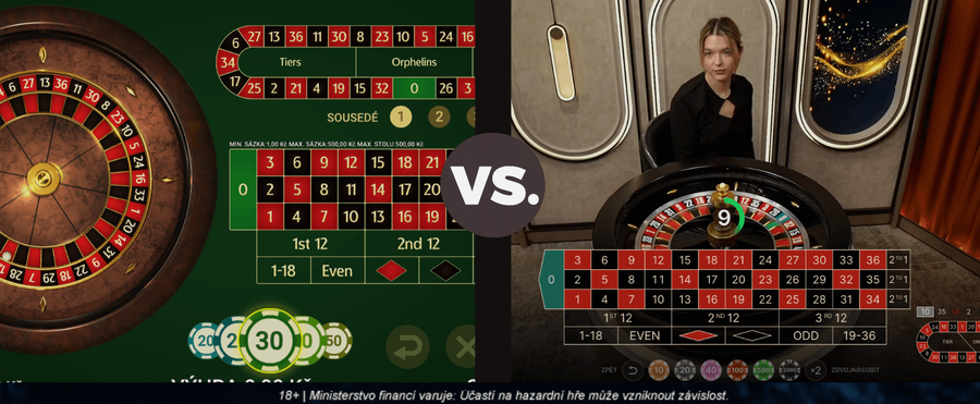 Porovnání RNG rulety a&nbsp;živé rulety s&nbsp;krupiérem v&nbsp;online casinu