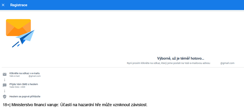 Dokončení online registrace Tipsport pomocí SMS a&nbsp;e-mailu