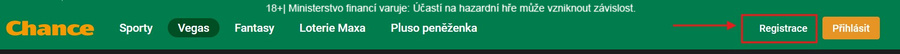 Začněte kliknutím na Registrace