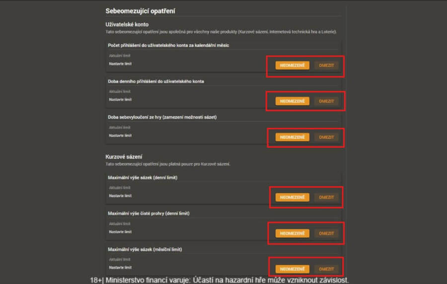 Nastavte si sebeomezující opatření