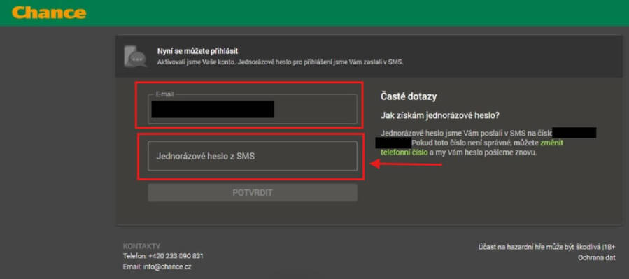 Přihlaste se pomocí kódu z&nbsp;SMS