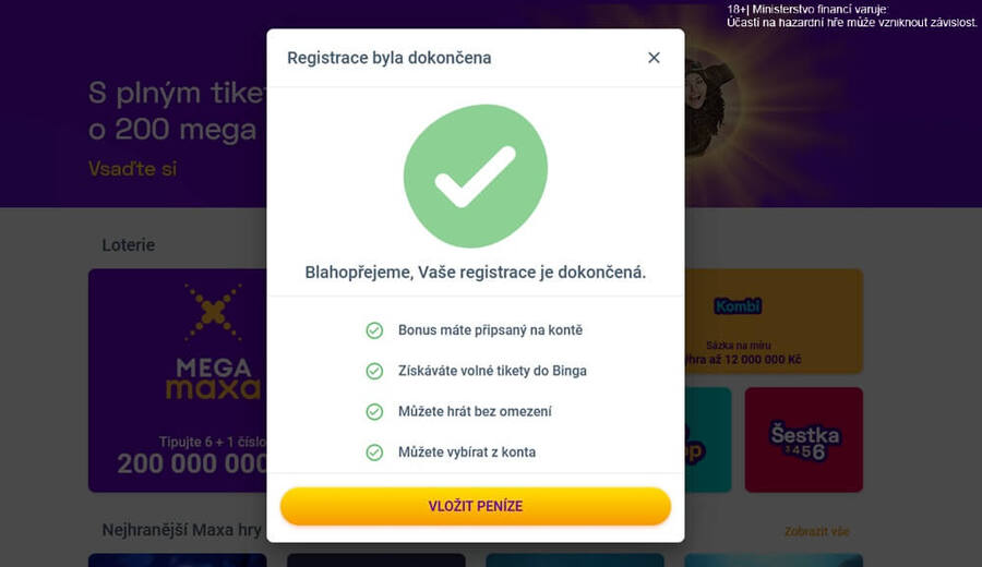 Potvrzení, že jste veškeré registrační kroky řádně dokončili