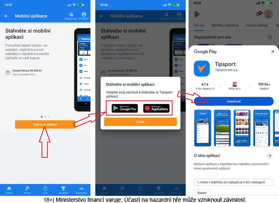 Tipsport aplikace ke stažení pro Android