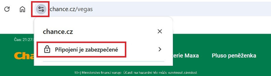 Zda je web online casina chráněn SSL šifrováním ověříte jedním kliknutím v&nbsp;internetovém prolížeči