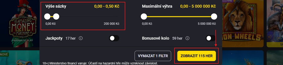 Automaty podle výše sázky
