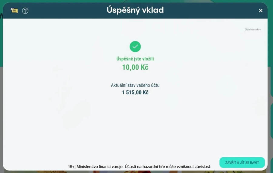 Vklad je proveden