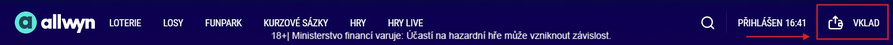 klikněte na Vklad v&nbsp;online casinu