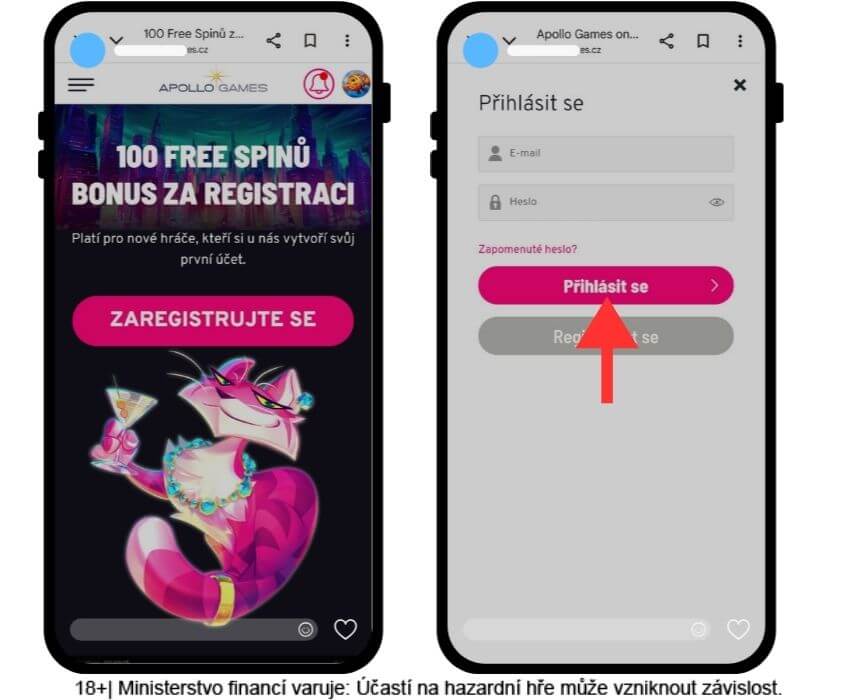 Registrace a&nbsp;přihlášení u&nbsp;Apolla